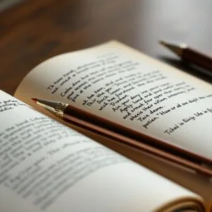 Writing notebook and pencil